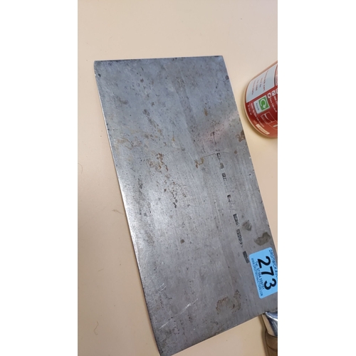 273 - Large Chinese inscribed cleaver with wooden handle