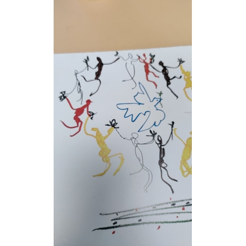 287 - 24cm x 24cm Lithograph of a Picasso 'The dance of youth' abstract picture on card dated 25/7/61