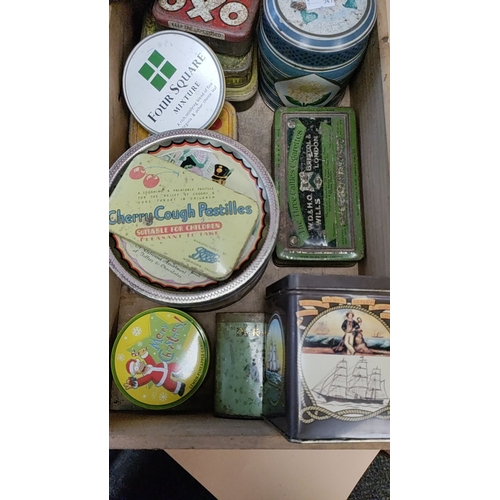 299 - Job lot of vintage tins including oxo, john blue, golden Virginia and more