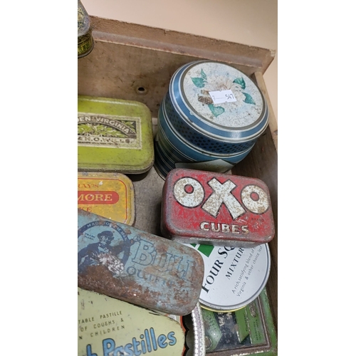 299 - Job lot of vintage tins including oxo, john blue, golden Virginia and more