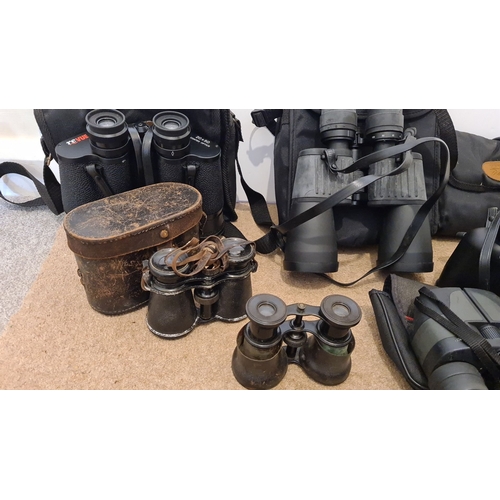 434 - Collection of 12 pairs of binoculars to include Re Vue 20 x 50, Sunagor 20 x 100 x 50, Jessops 8 x 2... 