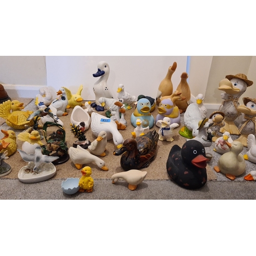 437 - Large collection of over 40 ornamental ducks and other birds. Ceramic, resin and rubber.