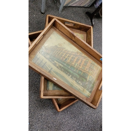 444 - Set of 3 wooden Harrods trays