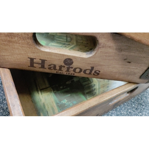 444 - Set of 3 wooden Harrods trays