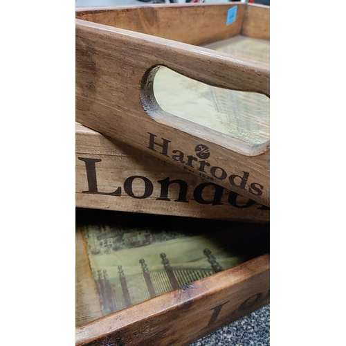 444 - Set of 3 wooden Harrods trays