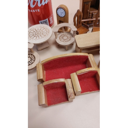 449 - Collection of wooden dolls house furniture