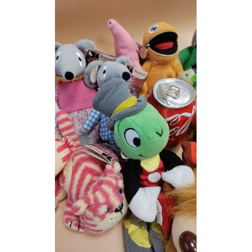 450 - Collection of vintage rare plush toys to include Magic Roundabout, Bagpuss, Clangers, Film and TV ch... 