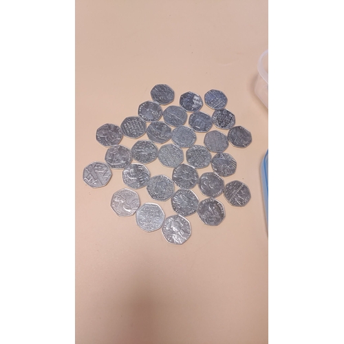 466 - Tub of collectable 50p coins Approx £15 in total