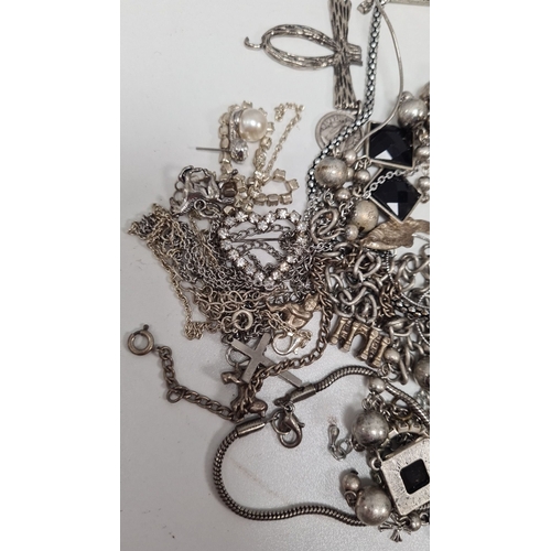 477 - Large collection of white metal jewellery