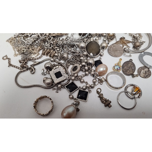 477 - Large collection of white metal jewellery