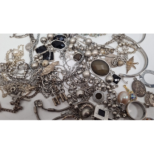 477 - Large collection of white metal jewellery