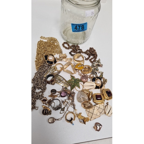 478 - Jar of costume jewellery