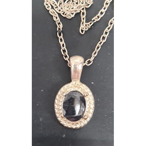 481 - Black stone in a pendant on a 46cm chain