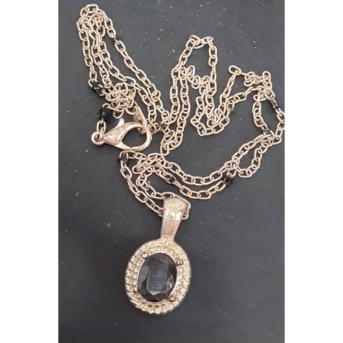 481 - Black stone in a pendant on a 46cm chain