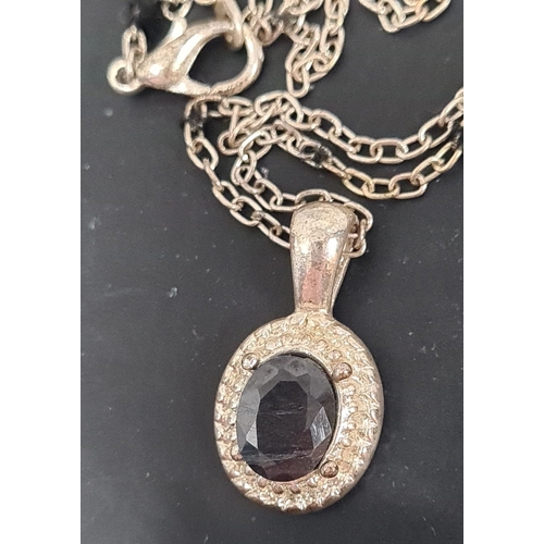 481 - Black stone in a pendant on a 46cm chain