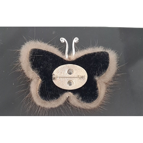 482 - Vintage Genuine mink butterfly brooch