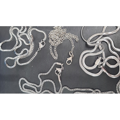 484 - 4 white metal chains boxed as new, 3 x 44cm and 1 x 36cm