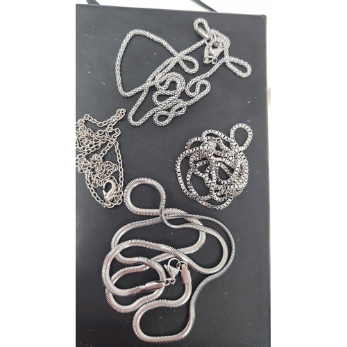 484 - 4 white metal chains boxed as new, 3 x 44cm and 1 x 36cm