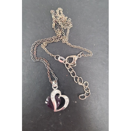 485 - 925 silver 48cm chain with amethyst pendant