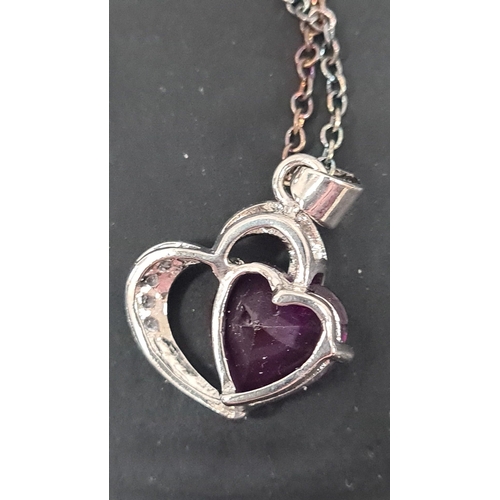 485 - 925 silver 48cm chain with amethyst pendant