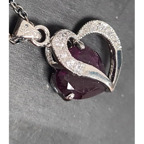 485 - 925 silver 48cm chain with amethyst pendant