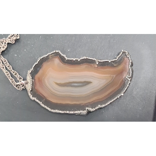 486 - Crystal slab pendant on a 48cm chain