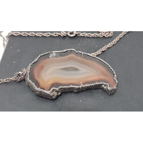 486 - Crystal slab pendant on a 48cm chain