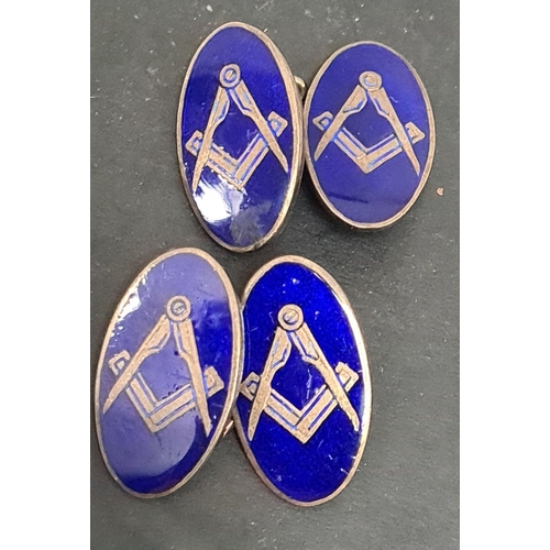 492 - Pair of hallmarked silver Masonic vintage cufflinks