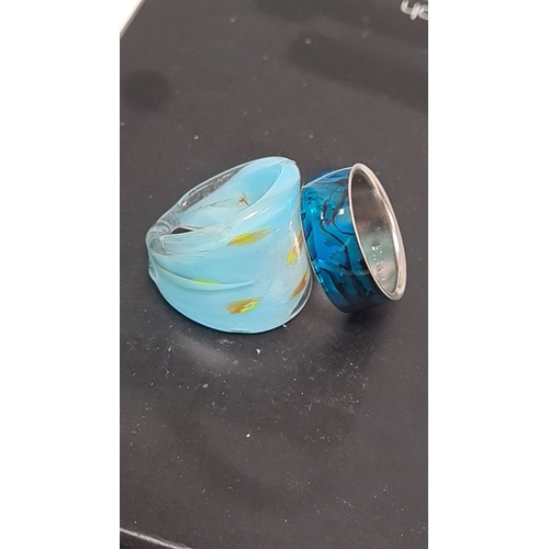 493 - Pair of rings to include a glass one both size U