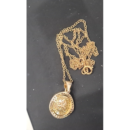 502 - 925 silver gold plated 36cm chain and pendant