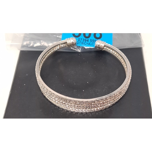 508 - 925 silver bangle with diamantes 6.5 cm across