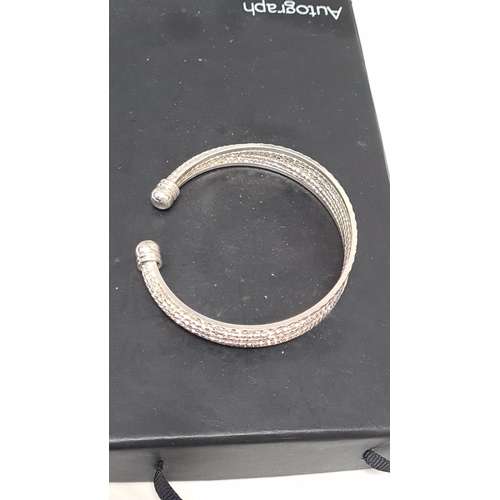 508 - 925 silver bangle with diamantes 6.5 cm across