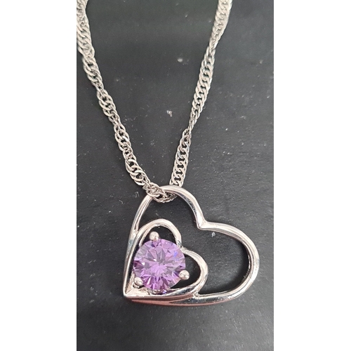 509 - Silver 48cm necklace with amethyst pendant