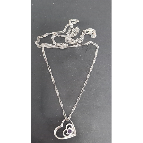 509 - Silver 48cm necklace with amethyst pendant