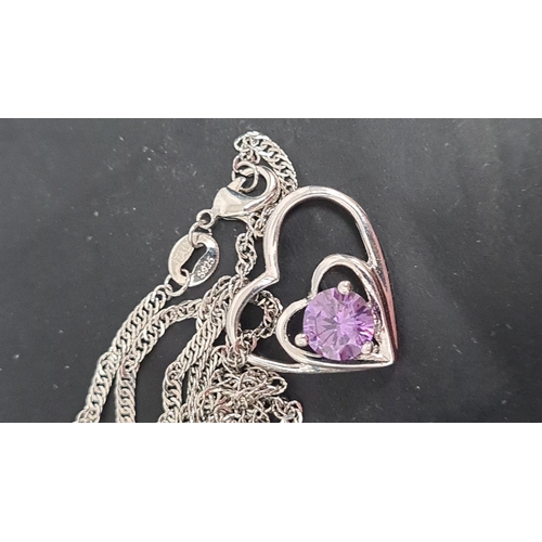 509 - Silver 48cm necklace with amethyst pendant