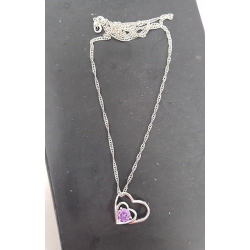 509 - Silver 48cm necklace with amethyst pendant