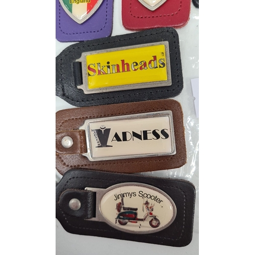 513 - Job lot of 10 new key ring fobs including Ska, Skinhead, Scooter, Lambretta