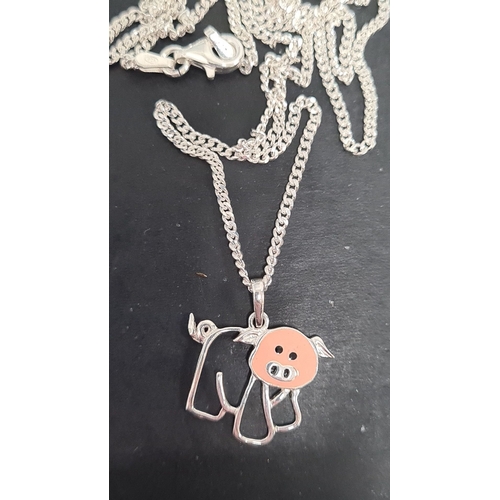 514 - 925 silver 60cm necklace with pig pendant