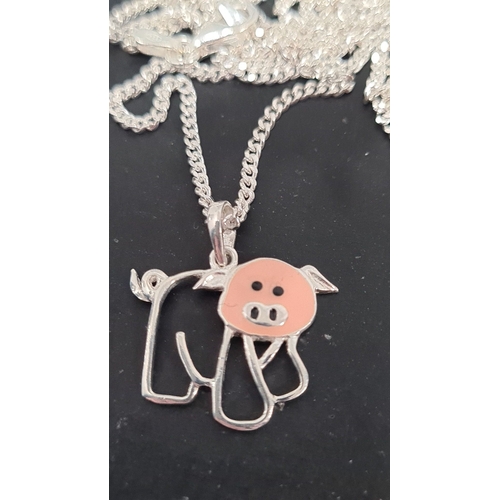 514 - 925 silver 60cm necklace with pig pendant