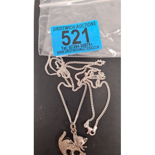 521 - 925 silver 60cm necklace with cat pendant