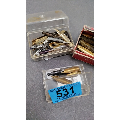 531 - 3 boxes of pen nibs