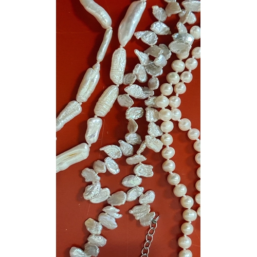 562 - 3x Freshwater Pearl Necklaces. 2 x 48cm and 1 x 58cm