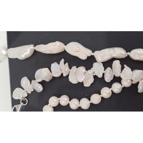 562 - 3x Freshwater Pearl Necklaces. 2 x 48cm and 1 x 58cm