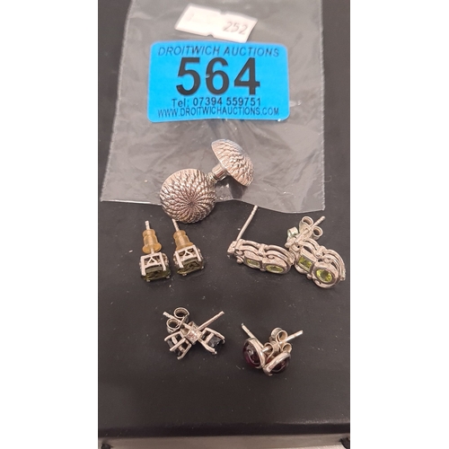 564 - Collection of five sets of earrings to include silver