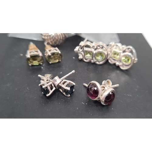 564 - Collection of five sets of earrings to include silver