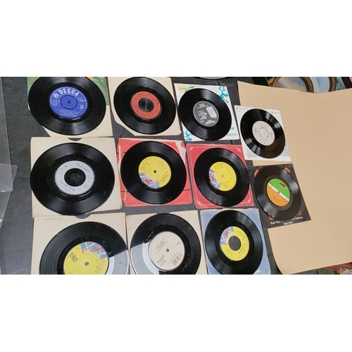 543 - Collection of 45s mainly rock vinyl singles, including Rolling Stones,  ACDC etc Mixed condition