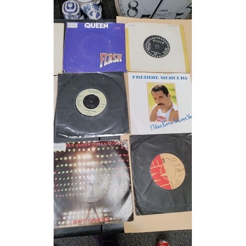 545 - Collection of 45s early Queen vinyl singles, Mixed condition