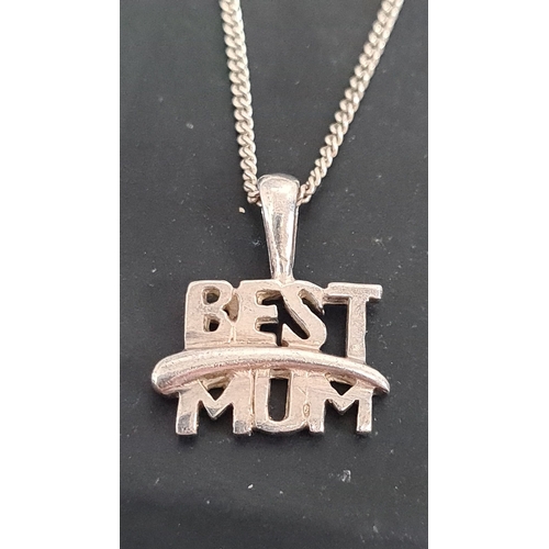 602 - Silver necklace 925 best mum pendant. 46cm