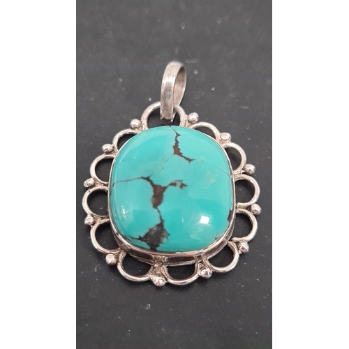 607 - 925 silver pendant with turquoise stone.