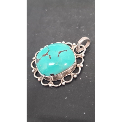 607 - 925 silver pendant with turquoise stone.